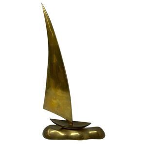 Vintage Brass Sailboat Sculpture‎ - Nautical Decor, Mid-Century Maritime Display